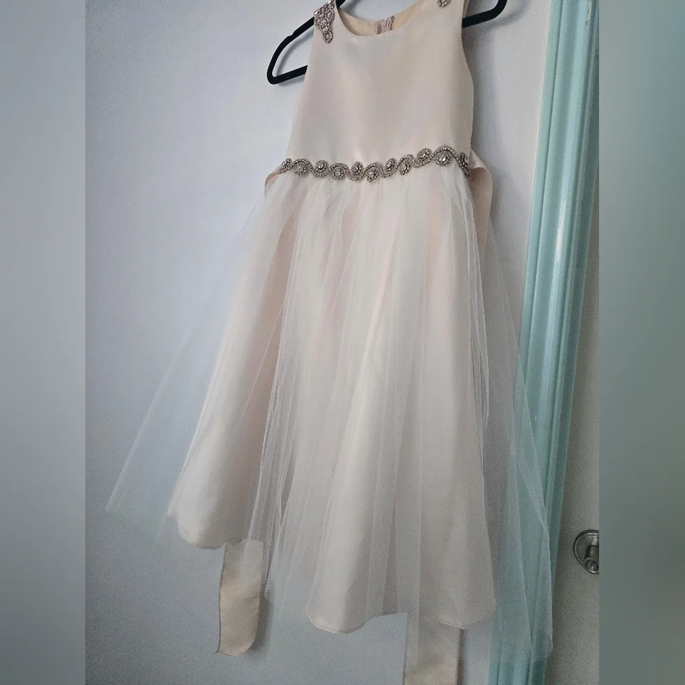 Petite Adele Little Girls Champagne Rhinestone.  Size 11-12